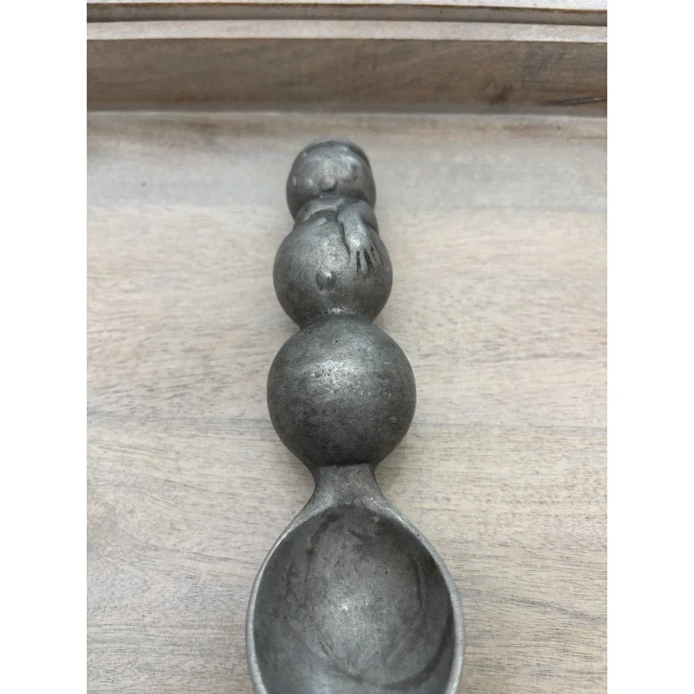 Pewter Antique Snowman Ice Cream‎ Scoop Heavy